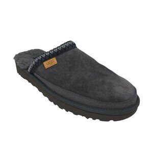 UGG Tasman Gray Suede Wool Open Back Slip On Slippers Mens 14